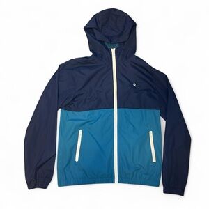 Volcom VTG 2010s Blue Colorblock Lightweight Zip-Up Windbreaker Jacket — SMALL